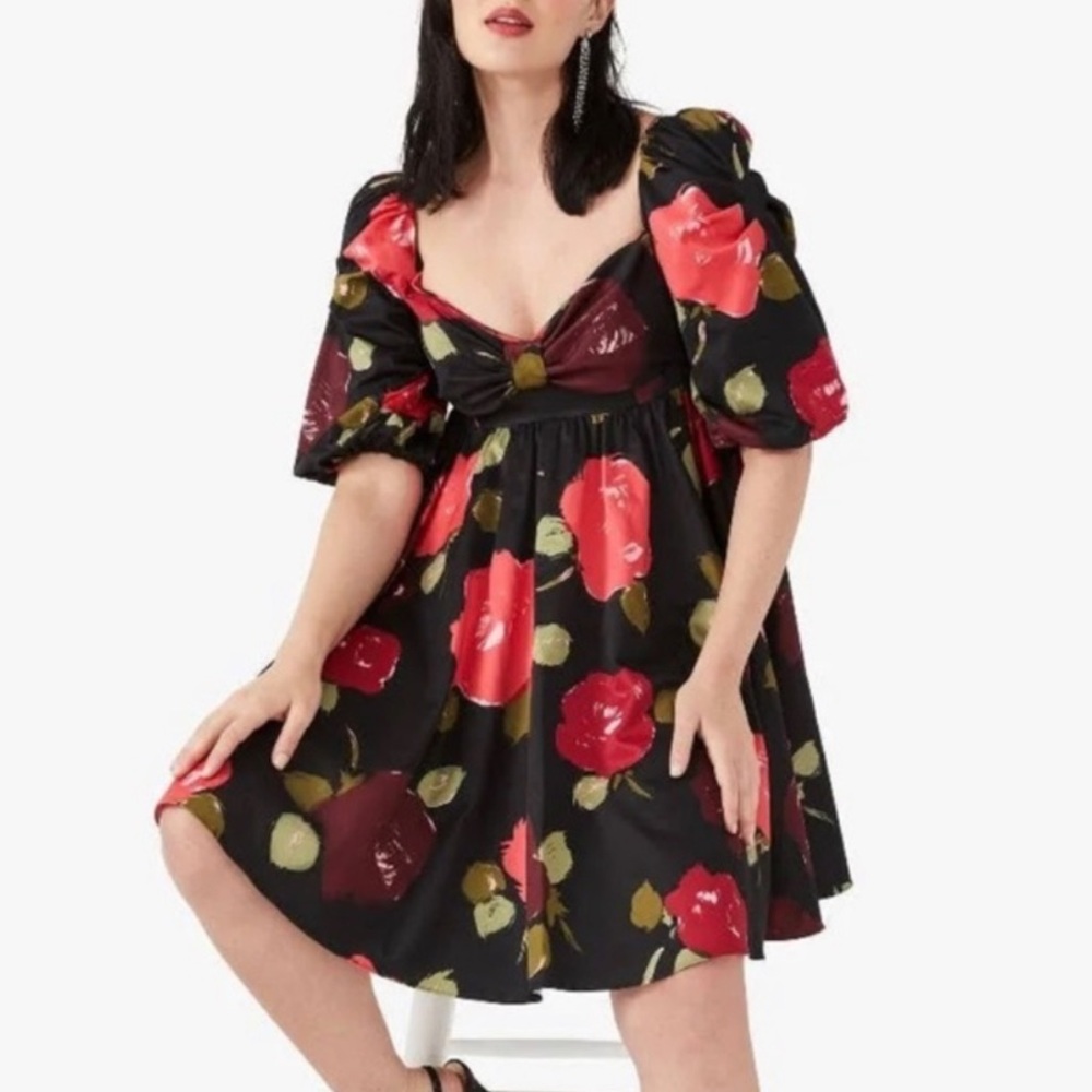 Kate Spade Black and Red Floral Mini Dress - Picture 3 of 6